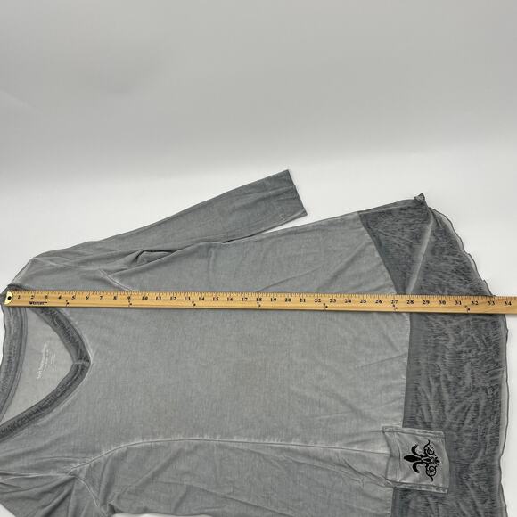 SOFT SURROUNDINGS Womens Grey Tunic Top Size M Contrast Hem 3/4 Sleeve V-Neck - Picture 7 of 7